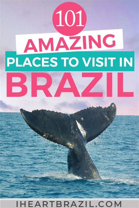 A Whale Jumping Out Of The Water With Text Overlay Reading 101 Amazing Places To Visit In Brazil