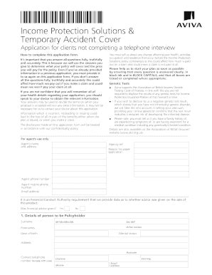 Fillable Online Aviva Co Temporary Accident Cover Fax Email Print