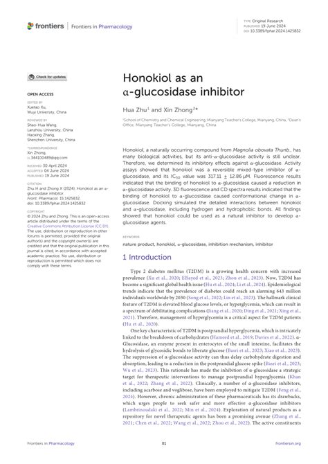 Pdf Honokiol As An Glucosidase Inhibitor