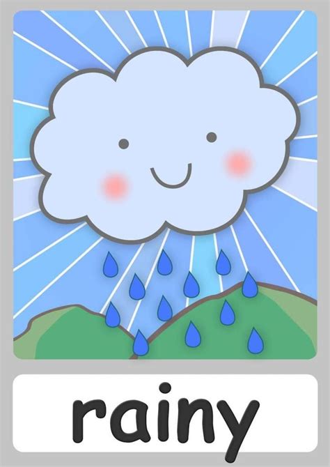 rainy-flashcard | Weather activities preschool, Preschool weather ...