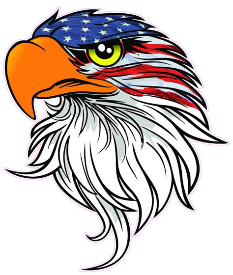 Eagle Head American Flag V4 Decal Sticker Etsy Eagle Drawing