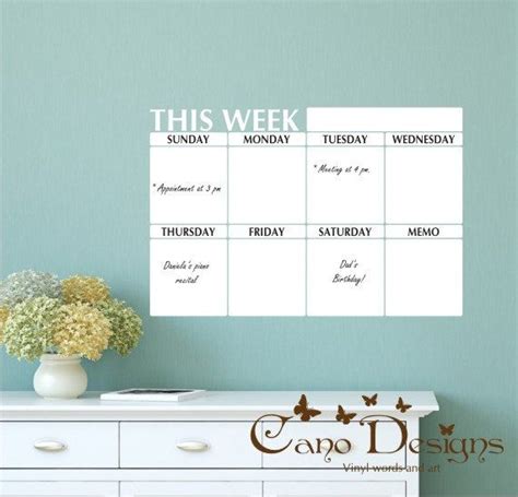 Weekly Planner Dry Erase Calendar with Memo - White board Calendar ...