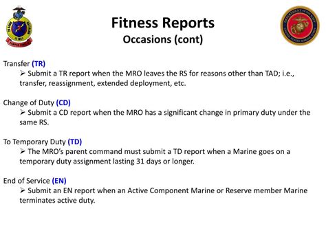 Marine Corps Fitness Report Occasion Codes All Photos Fitness Tmimages