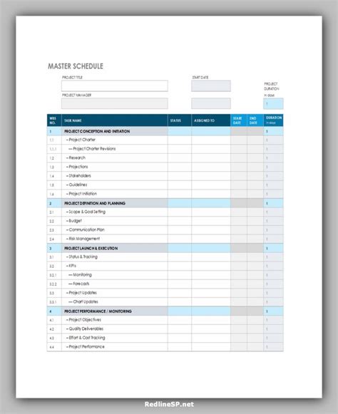 14 Amazing Master Schedule Template - RedlineSP