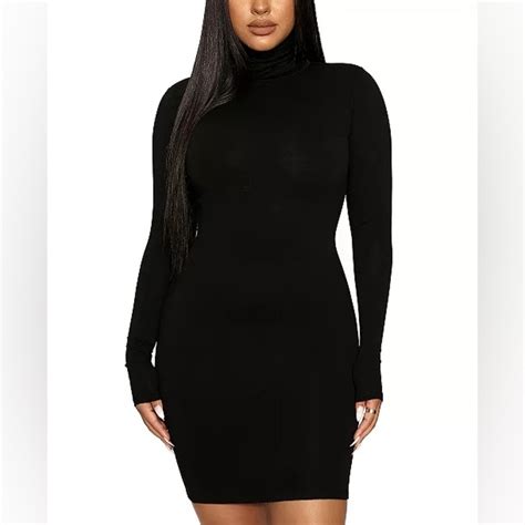 Naked Wardrobe Solid Turtleneck Sheath Mini Dress Gem