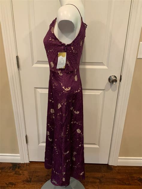 Moulinette Soeurs Purple Scalloped Floral Lace V Neck… Gem