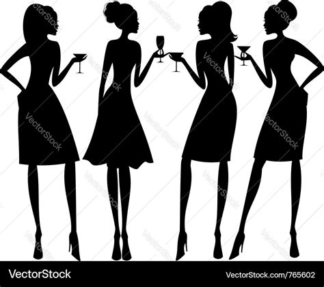 Cocktail party silhouettes Royalty Free Vector Image