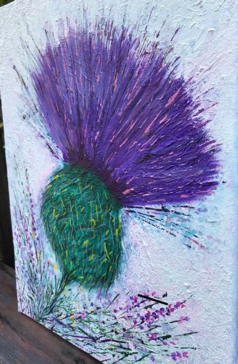 Grace On Twitter 💜💚contemporary Scottish Thistle Acrylic Painting On