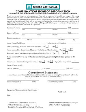 Fillable Online CONFIRMATION SPONSOR INFORMATION SHEET Fax Email Print