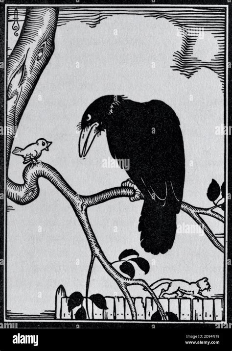 The Crow And Canary An Illustration By Boris Artzybasheff Stock Photo