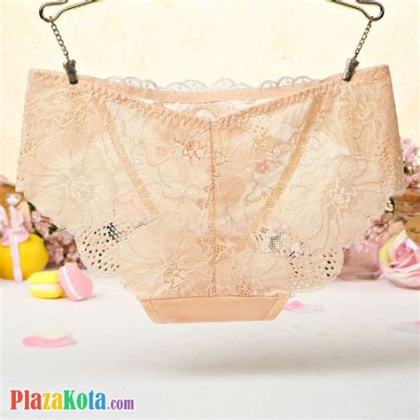 P446 Jual Celana Dalam Panties Hipster Krem Transparan Bordir Bunga