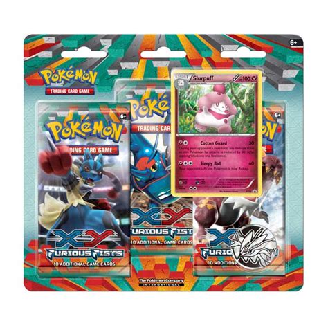 Pokémon TCG XY Furious Fists 3 Booster Packs Coin Slurpuff Promo