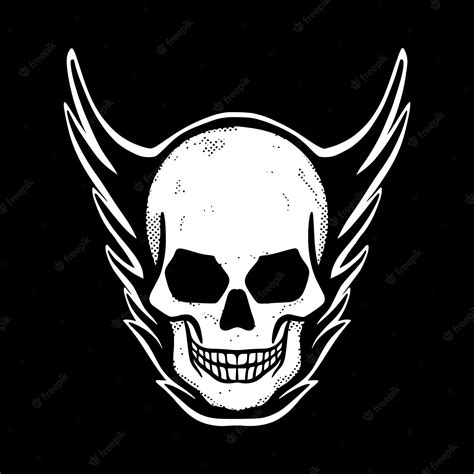 Premium Vector Skull Art Illustration Hand Drawn Black And White