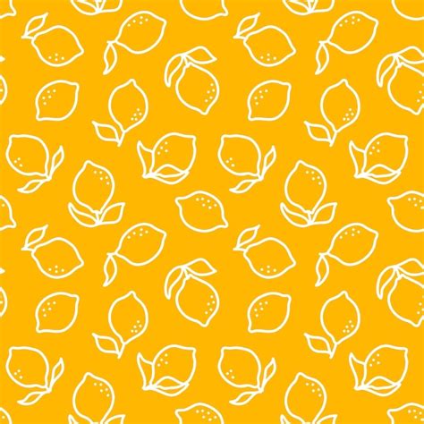 Premium Vector Yellow Seamless Pattern With White Outline Lemon