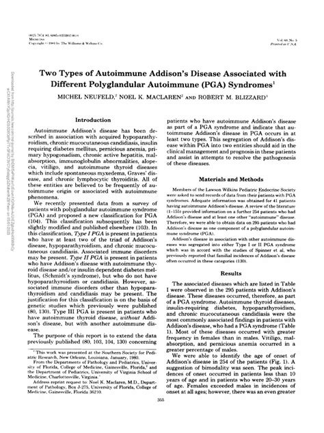 Two Types Of Autoimmune Addison S Disease 3 Pdf Pdf