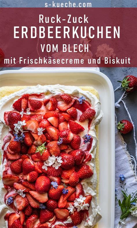 Ruck Zuck Erdbeerkuchen Vom Blech Mit Frischk Secreme Und Biskuit