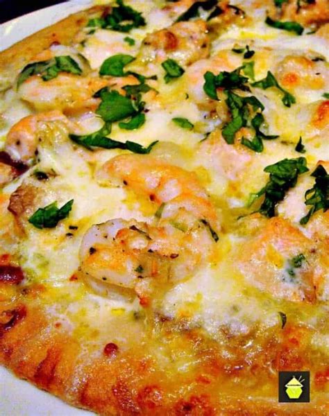 Shrimp Garlic And Pesto Pizza Lovefoodies