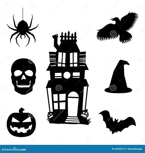 Halloween Silhouette Icons stock vector. Illustration of design - 44300172