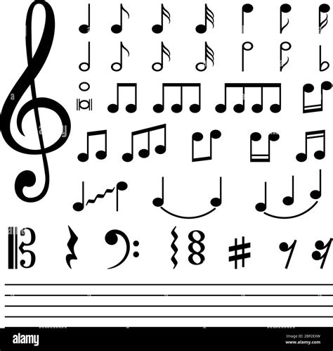 Music notes. Vector musical note silhouettes, abstract music melody signs isolated on white ...