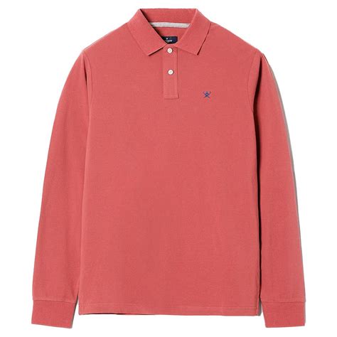 Hackett Slim Fit Logo Long Sleeve Polo Pink Dressinn