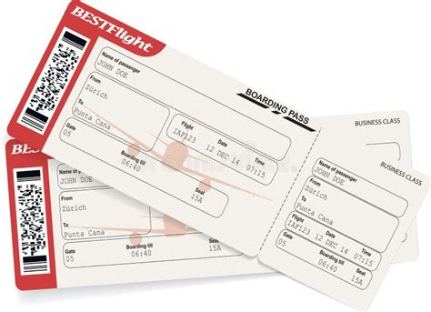 Red And White Boarding Pass Vector Illustration Stock Vector