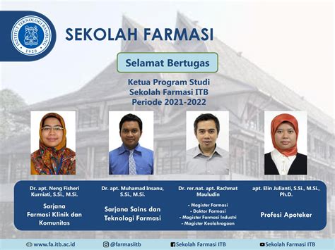 Ketua Program Studi Sekolah Farmasi Itb 2021 2022 Sekolah Farmasi