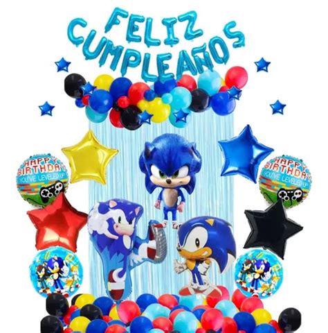 Set Globos Decoración Feliz Cumpleaños Sonic Fiesta Envío gratis