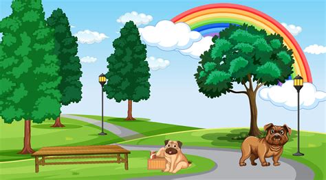 Set of different domestic animals in nature park 6771727 Vector Art at Vecteezy