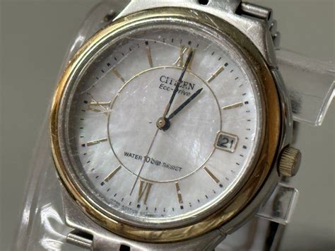 【傷や汚れあり】1円〜 Citizen シチズン Eco Drive エコドライブ E110 T003583 シェル文字盤 メンズ腕時計 稼働