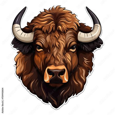 Bison Head Mascot Illustration Isolated On White Background For T Shirt