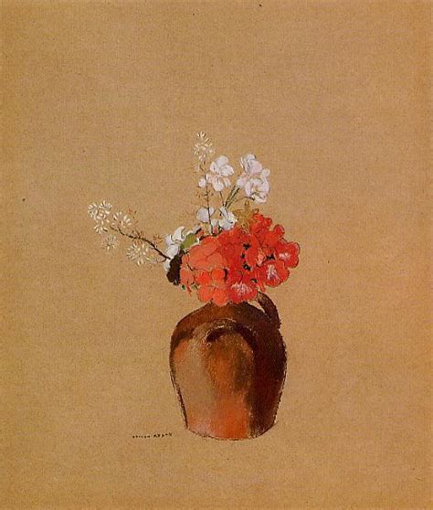 Flowers In Aa Brown Vase C By Odilon Redon Artchive