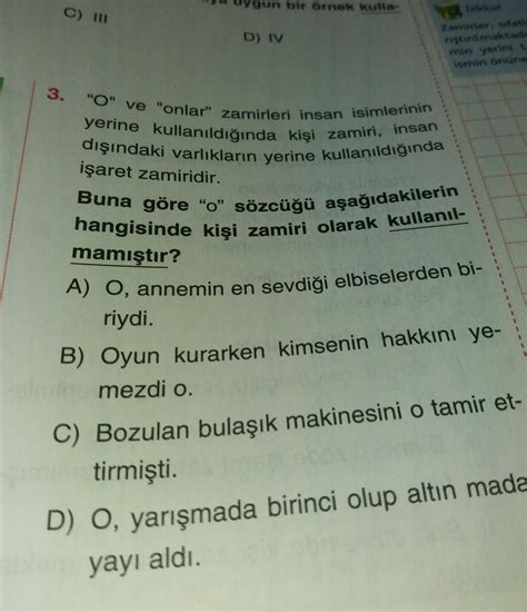 buna göre o sözcüğü aşağıdakilerin hangisine kişi zamiri olarak