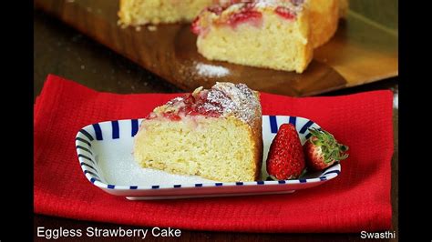 Eggless Strawberry Cake Recipe How To Make Starwberry Cake Without