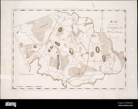 Map of the town of Needham, Mass. Manuscript map. Relief shown by ...