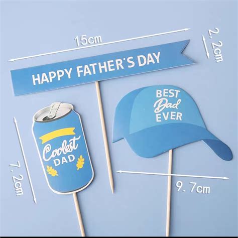 Coolest Dad Happy Father S Day Theme Paper Card Cake Topper Plug In