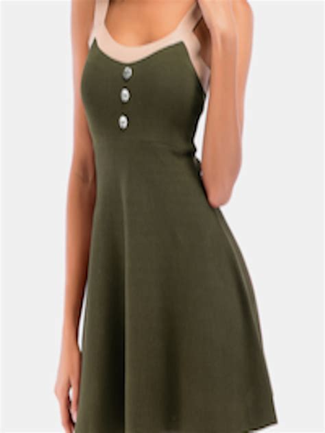 Buy Urbanic Olive Green A Line Midi Dress Dresses For Women 15628606