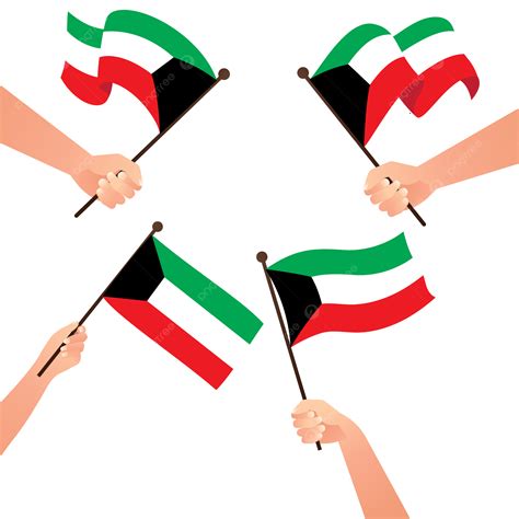 Tangan Memegang Bendera Kuwait Vektor Kuwait Bendera Nasional Png