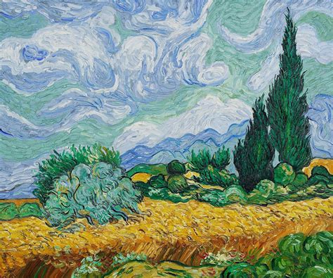 Wheat Field With Cypresses Vincent Van Gogh Hand Painting Art Van