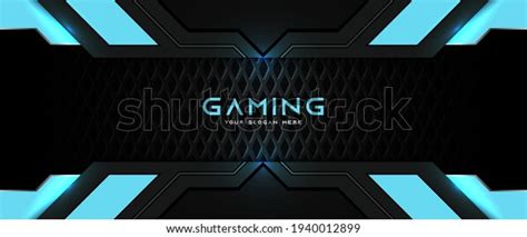 Futuristic Black Blue Gaming Banner Design Stock Vector (Royalty Free ...