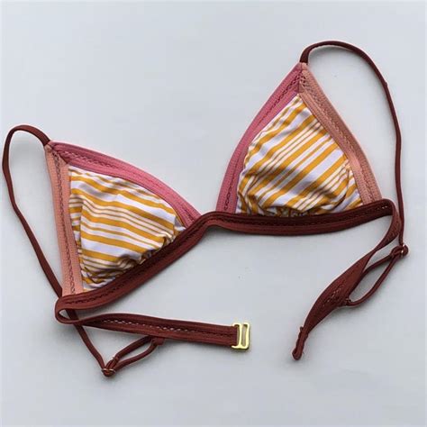 Super Adorable Retro Style Striped Bikini Top Depop