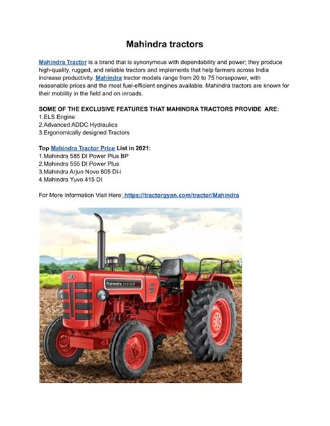 PPT - Latest Mahindra Tractors Price List in India 2021 PowerPoint ...