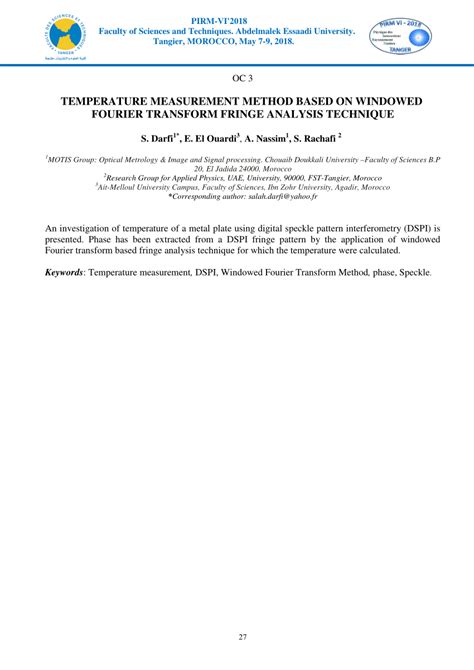 Pdf Temperature Measurement Method Based On Windowed Fourier