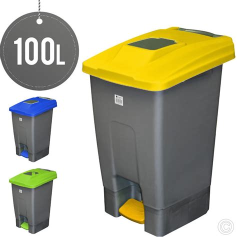 L Wheelie Bin Blue Lid Large Waste Rubbish Recycling Pedal Bin With