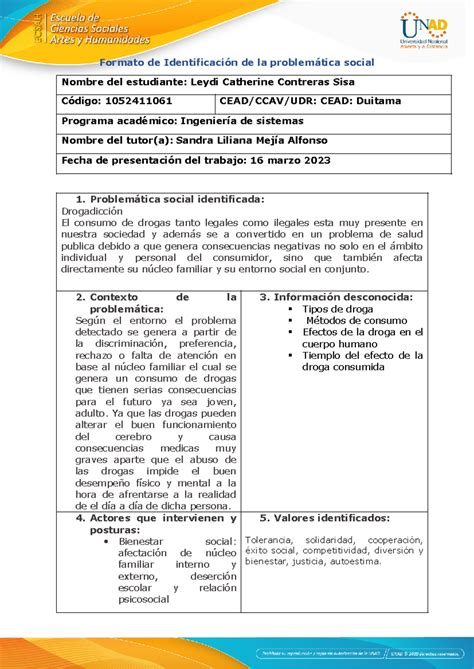 Anexo 1 Formato identificación del problema Formato de