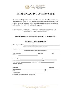 Fillable Online Estate Planning Worksheet Prepare Your End Of Life