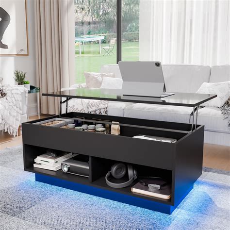 Hommpa Lift Top Coffee Table with Hidden Compartment High Gloss Black