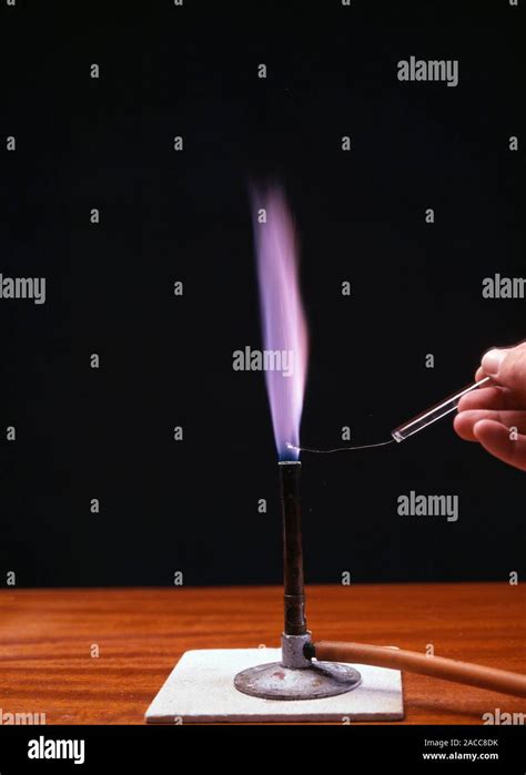 Flame Test Potassium Burning In The Flame Of A Bunsen Burner Producing