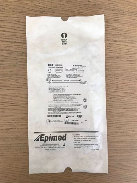 New Epimed International Inc Blunt Nerve Block Needle Ga X