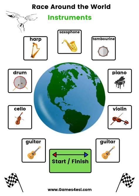 Printable Musical Instruments Board Games | Games4esl