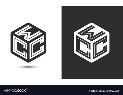 Wcc letter logo design with cube logo logo modern Vector Image